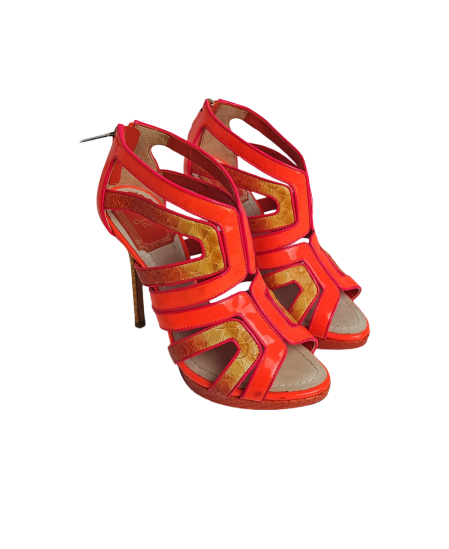 Christian Dior Orange Heeled Sandals